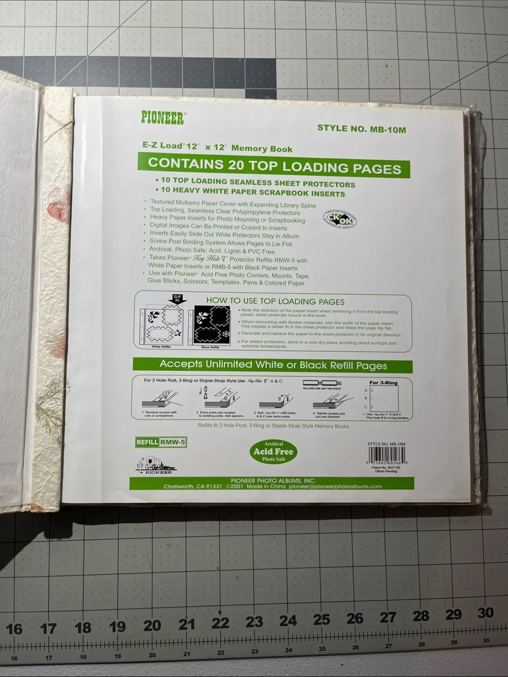 PIONEER Cream Botanical scrapbook with Pink Petal Accents